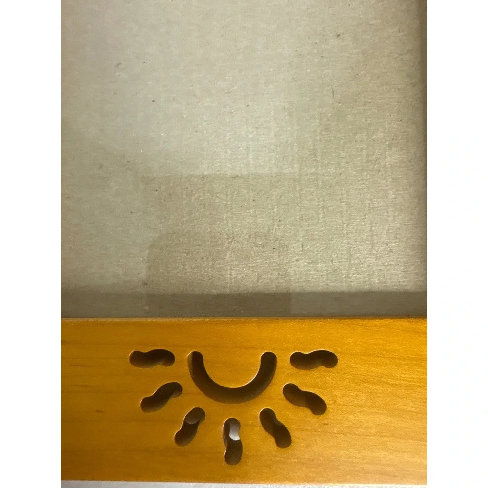 Vintage 1993 Terragrafics Wood Sun Celestial Picture Frame Boho 8x10 Honey Brown